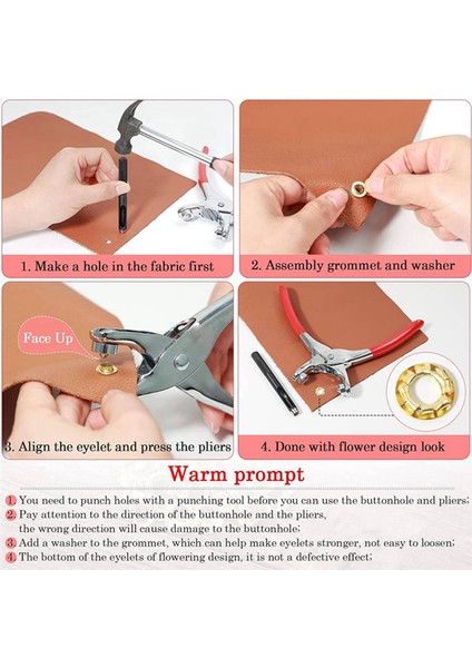 Grommet Kuşgözü Pense Seti, 1/4 Inç 6mm Grommet Alet Seti, Rondelalı Metal Kuşgözü, Kuşgözü Grometleri (Yurt Dışından)