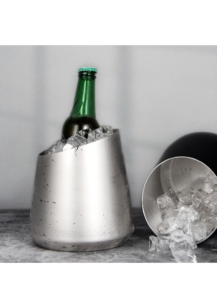 Paslanmaz Çelik Buz Kovası Şampanya Kovası Bar Ktv Buz Kovası Ev Bira Kovası Dekoratif Süsler, Siyah (Yurt Dışından) modelleri