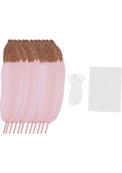 Tüy Çelenk Gül Altın Glitter Daldırma Yumuşak Tüy Banner Yatak Odası Için Bohem Teepee Süslemeleri Boho Tema Düğün Gelin Bebek Duş Deco Pembe (Yurt Dışından)