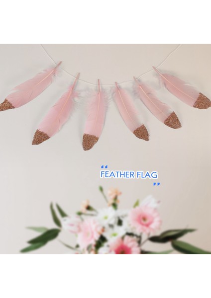 Tüy Çelenk Gül Altın Glitter Daldırma Yumuşak Tüy Banner Yatak Odası Için Bohem Teepee Süslemeleri Boho Tema Düğün Gelin Bebek Duş Deco Pembe (Yurt Dışından)