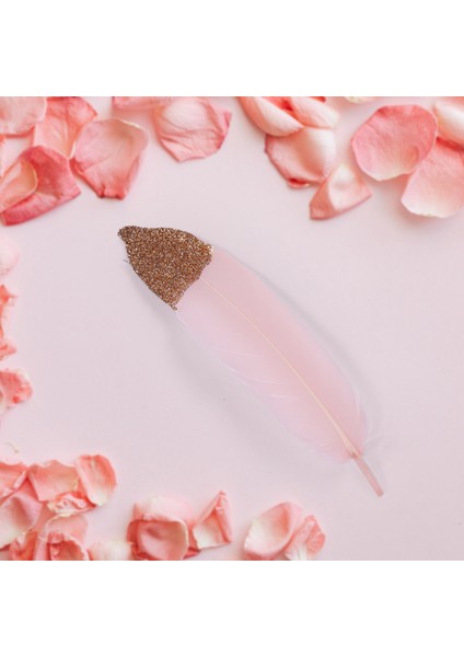 Tüy Çelenk Gül Altın Glitter Daldırma Yumuşak Tüy Banner Yatak Odası Için Bohem Teepee Süslemeleri Boho Tema Düğün Gelin Bebek Duş Deco Pembe (Yurt Dışından)