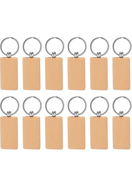 12 Adet Boş Ahşap Anahtarlık Dikdörtgen Anahtarlık Etiketleri Ahşap Anahtarlıklar Anahtarlık Dıy Craft Için (Yurt Dışından)