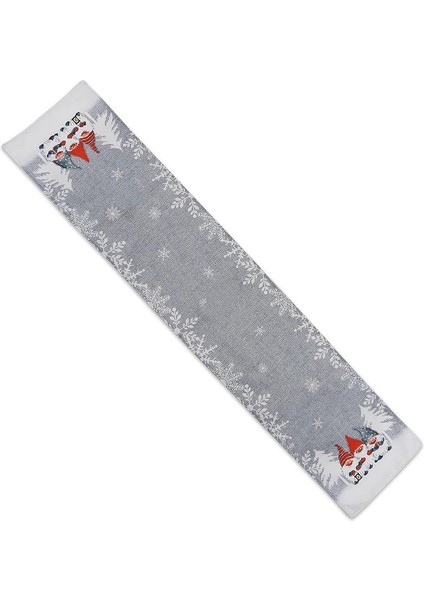 1 Adet Noel Masa Koşucu Noel Baba ve Kar Tanesi Simetrisi Her Iki Ucunda Dekoratif Masa Örtüleri Masa Bayrağı Gri (Yurt Dışından)