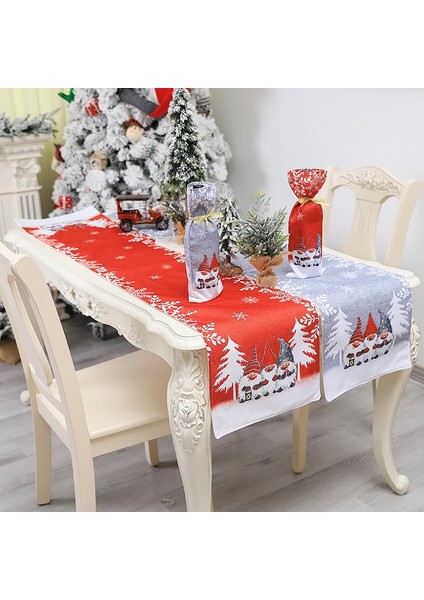 1 Adet Noel Masa Koşucu Noel Baba ve Kar Tanesi Simetrisi Her Iki Ucunda Dekoratif Masa Örtüleri Masa Bayrağı Gri (Yurt Dışından) modelleri