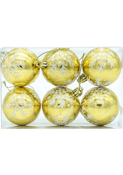6 Adet 6 cm Noel Topları Yılbaşı Ağacı Süsleri Noel Hediyesi Noel Noel Süslemeleri Ev Için Açık Oyuncaklar-Altın (Yurt Dışından)
