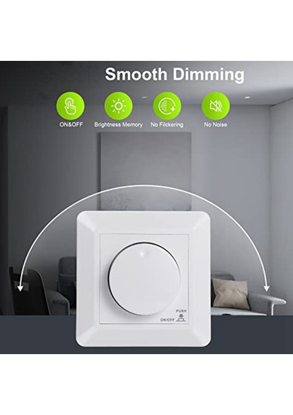 LED Dimmer Anahtarı, Kısılabilir LED ve Halojen Için Sıva Altı Dimmer, 5-300 W Dimmer Anahtarı Led, Faz Kontrollü Dimmer (Yurt Dışından)