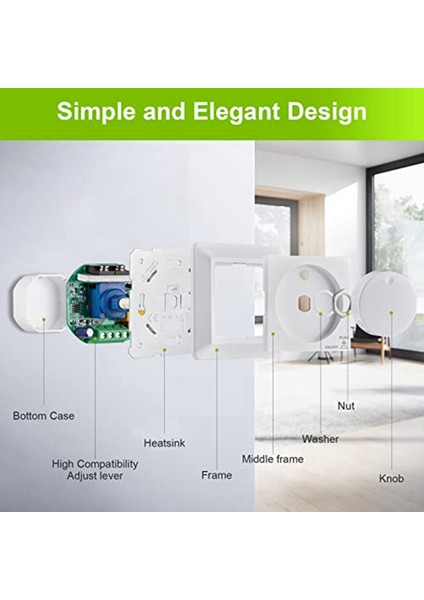 LED Dimmer Anahtarı, Kısılabilir LED ve Halojen Için Sıva Altı Dimmer, 5-300 W Dimmer Anahtarı Led, Faz Kontrollü Dimmer (Yurt Dışından)