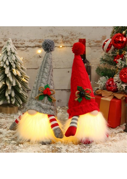 LED Işıklı Gnome Bebek Ev Için Mutlu Noeller Dekoru Noel Süsleri Noel Navidad Doğum Hediyeleri Yeni Yıl -Kırmızı (Yurt Dışından)