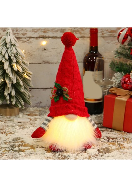 LED Işıklı Gnome Bebek Ev Için Mutlu Noeller Dekoru Noel Süsleri Noel Navidad Doğum Hediyeleri Yeni Yıl -Kırmızı (Yurt Dışından)