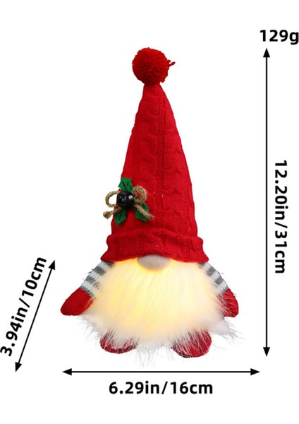 LED Işıklı Gnome Bebek Ev Için Mutlu Noeller Dekoru Noel Süsleri Noel Navidad Doğum Hediyeleri Yeni Yıl -Kırmızı (Yurt Dışından)