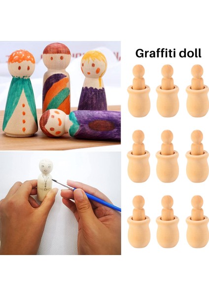 Bitmemiş Ahşap Mandal Yuvalama Bebek Insan Bedenleri, Boyama Için Doğal Boyasız Dekoratif Ahşap Figürler, Sanat Projeleri 20 (Yurt Dışından) fiyatları