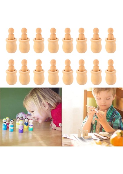 Bitmemiş Ahşap Mandal Yuvalama Bebek Insan Bedenleri, Boyama Için Doğal Boyasız Dekoratif Ahşap Figürler, Sanat Projeleri 20 (Yurt Dışından) fırsatları