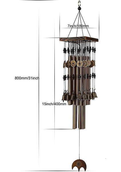 Açık Kapalı Metal Boru Rüzgar Çanı Bakır Çan ile Büyük Rüzgar Çanları Yard Veranda Bahçe Teras Dekorasyonu 80 cm (Yurt Dışından)