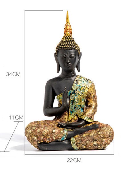 2x Buda Heykeli Tayland Heykel Reçine El Yapımı Budizm Hindu Feng Shui Heykelcik Meditasyon Ev Dekor Süsleme (Yurt Dışından) fiyatları