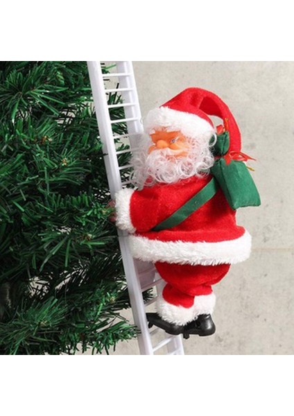 2x Animasyonlu Tırmanma Noel Baba Merdiveni Elektrikli Noel Baba Oyuncak Noel Ağacı Duvar Süsleri Dekorasyon Kapalı Açık (Yurt Dışından)