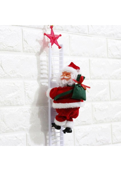 2x Animasyonlu Tırmanma Noel Baba Merdiveni Elektrikli Noel Baba Oyuncak Noel Ağacı Duvar Süsleri Dekorasyon Kapalı Açık (Yurt Dışından)