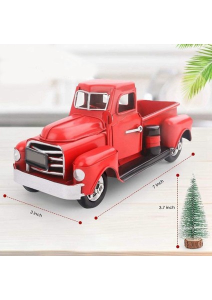 Noel Metal Kamyon Süsleme Noel Hediyesi Retro Kırmızı Kamyon Noel Süsleme Kamyonet (Yurt Dışından)