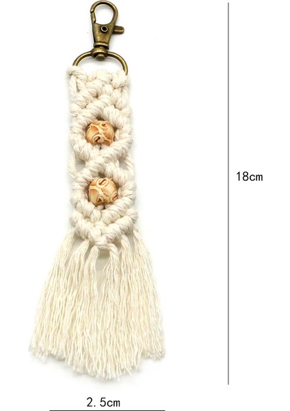 Mini Makrome Anahtarlıklar Boho Makrome Çanta Takıları Araba Anahtarı Çanta Telefon Malzemeleri Için, Bej (Yurt Dışından) fiyatları