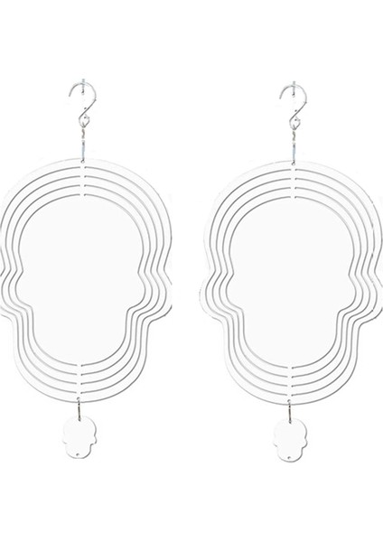 2 Paket Süblimasyon Rüzgar Spinner Boşlukları, Kafatası Şekli 3D Alüminyum Rüzgar Enerjili Kinetik Heykel Bahçe ve Bahçe Için (Yurt Dışından)
