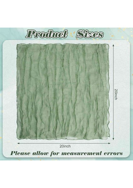 Gazlı Bez Tülbent Peçete Buruşuk Yemek Peçetesi Masa Peçetesi Dekoratif Kumaş Peçete (Yeşil, 12'li Paket) (Yurt Dışından) fırsatları