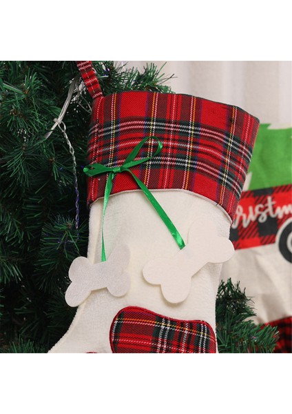 Noel Çorapları Evcil Hayvan Pençe Desenli Çoraplar Evcil Hayvan ve Noel Dekorasyonu Için Şömine Asma Çorapları A (Yurt Dışından)