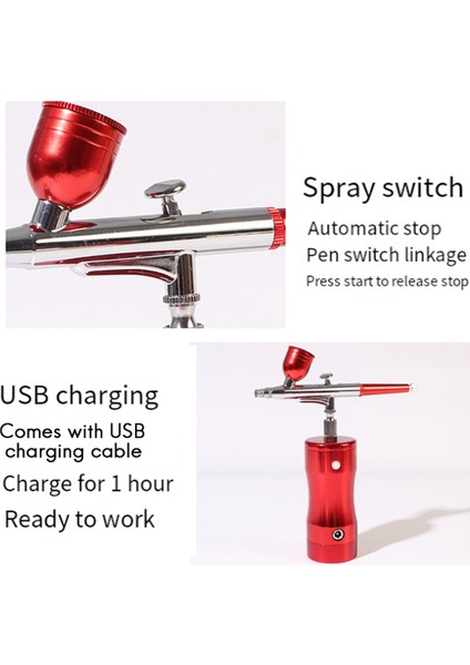 Airbrush Seti, Akülü Airbrush Kompresörü, Makyaj Için Mini Hava Kompresörü, Pasta Süsleme, Kurabiye, Mod, Makyaj, (Yurt Dışından)