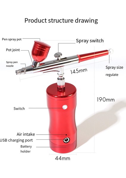 Airbrush Seti, Akülü Airbrush Kompresörü, Makyaj Için Mini Hava Kompresörü, Pasta Süsleme, Kurabiye, Mod, Makyaj, (Yurt Dışından)