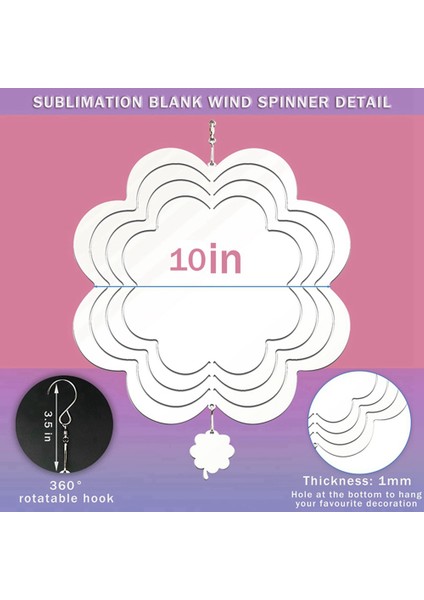 6 Adet Süblimasyon Rüzgar Spinner Boşlukları 3D Rüzgar Spinners Asılı Rüzgar Spinners Kapalı Açık Bahçe Dekorasyon L (Yurt Dışından)