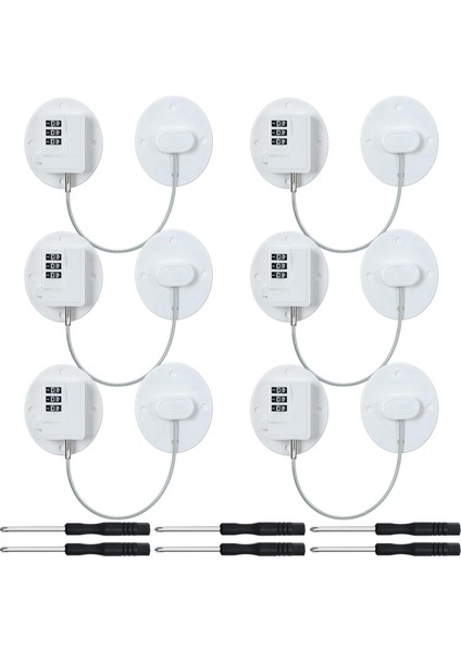 Parça Dolap Kilidi Şifreli Buzdolabı Kilidi Combo Çocuk Güvenliği 6 Tornavidalı Şifreli Kilit (Beyaz) (Yurt Dışından)