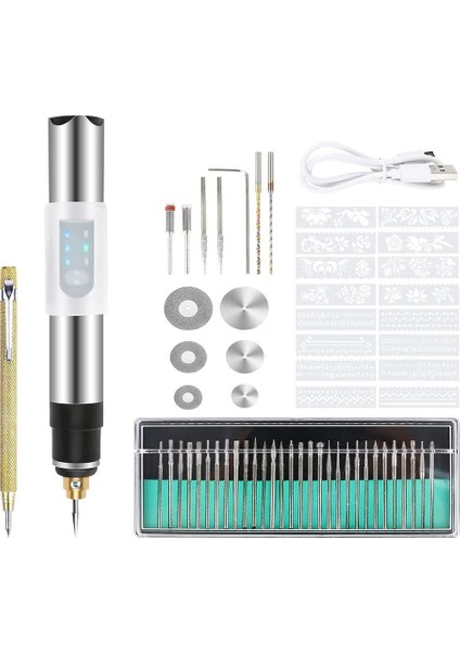 USB Gravür Kalemi, Şarj Edilebilir Mini Gravür Gravür Kalemi Gravür Aksesuarları Ile, Metal Cam Taş Takı Çivi Için (Yurt Dışından)