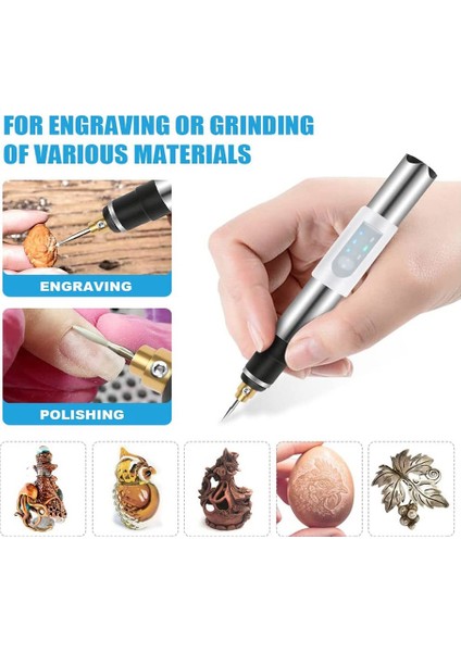 USB Gravür Kalemi, Şarj Edilebilir Mini Gravür Gravür Kalemi Gravür Aksesuarları Ile, Metal Cam Taş Takı Çivi Için (Yurt Dışından) modelleri
