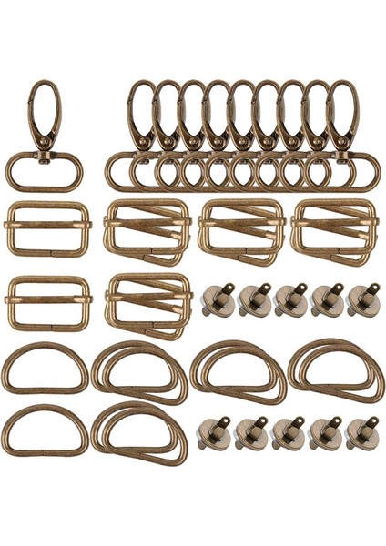 40 Adet 25MM D-Ringler Soketler, Manyetik Düğmeler, Döner Tokalar, Üç Kayar Toka Dikiş Torbası (Bronz) (Yurt Dışından)