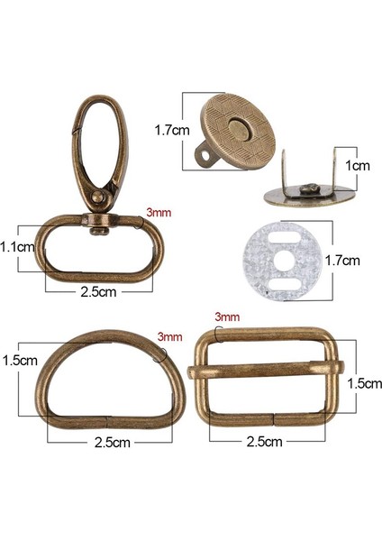 40 Adet 25MM D-Ringler Soketler, Manyetik Düğmeler, Döner Tokalar, Üç Kayar Toka Dikiş Torbası (Bronz) (Yurt Dışından)
