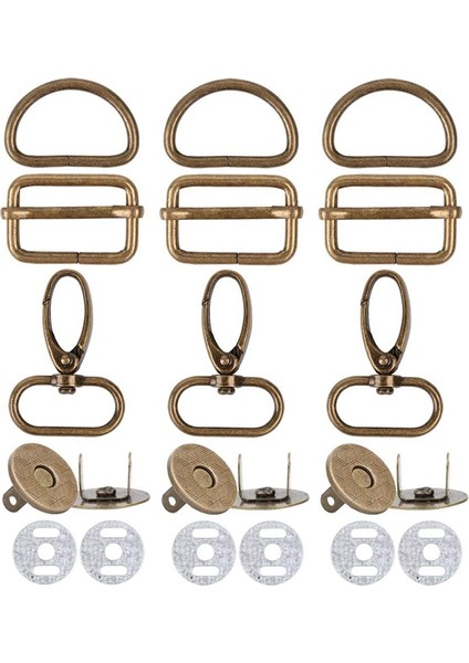 40 Adet 25MM D-Ringler Soketler, Manyetik Düğmeler, Döner Tokalar, Üç Kayar Toka Dikiş Torbası (Bronz) (Yurt Dışından)