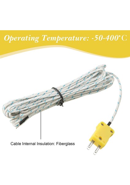 30 Adet 3 Metre K Tipi Mini Konektör Termokupl Sıcaklık Probu Sensörü Sıcaklık Algılama Hattı TM902C/TES1310 (Yurt Dışından)