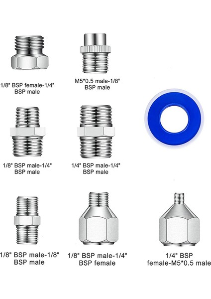28 Adet Airbrush Adaptör Seti, Airbrush Hızlı Bırakma Bağlantı Kaplinleri, Airbrush Adaptör Kiti Montaj Konnektör Kiti (Yurt Dışından)