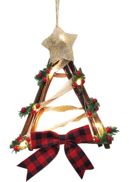 Ev Dekorasyonu Çelenk Kolye LED Çelenk Duvar Asılı Noel Çelenk Dekorasyonu (Üçgen Rattan Daire) (Yurt Dışından)