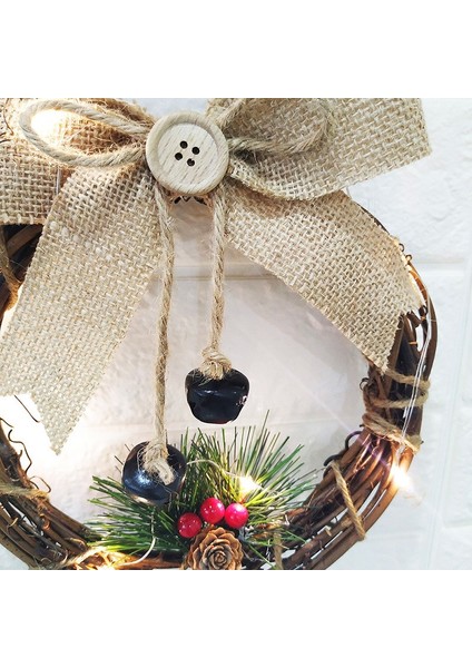 Ev Dekorasyonu Çelenk Kolye LED Çelenk Duvar Asılı Noel Çelenk Dekorasyonu (Üçgen Rattan Daire) (Yurt Dışından)