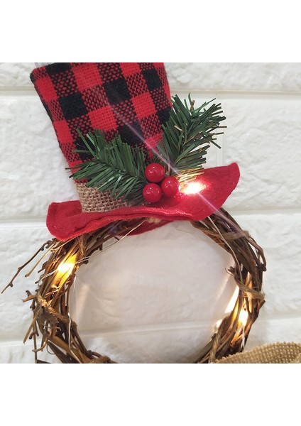 Ev Dekorasyonu Çelenk Kolye LED Çelenk Duvar Asılı Noel Çelenk Dekorasyonu (Üçgen Rattan Daire) (Yurt Dışından)