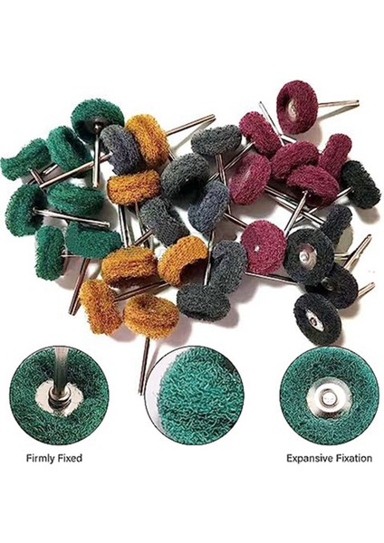 120 Adet Aşındırıcı Tekerlek Parlatma Parlatma Çarkı Seti, Naylon Elyaf Fırçalanmış Taşlama Kafası 80/150/240/600 Grit (Yurt Dışından)