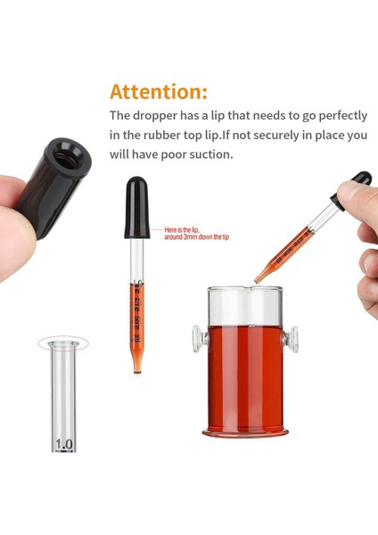 20 Adet 1 ml Cam Sıvı Damlalık, Siyah Emme Ampul ile Göz Damlalık Pipetler, Makyaj Sanat Sıvı Için, Düz Uçlu Stil (Yurt Dışından)