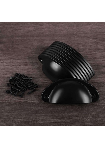 Retro Mutfak Dolabı Kolu El Mobilya Kolu Vintage Antik Kolu, 12 Parça 24 Vidalı (Siyah) (Yurt Dışından)