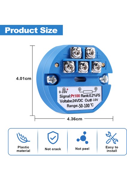 Rtd PT100 Sıcaklık Verici DC24V Eksi 50 ~ 100 Derece Çıkış 0-10V (Yurt Dışından)