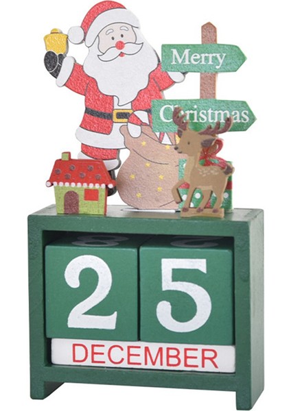 Noel Masa Takvimi Masa Numarası Tarih Ahşap Bloklar Takvim Geri Sayım Noel Masaüstü Takvimi Noel Dekoru A (Yurt Dışından)