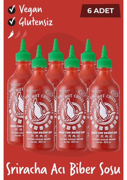 Sriracha Acı Chilli Biberi Sosu 455ML 6 Adet