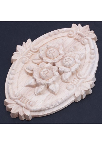 Retro Ahşap Süs Aplike Dolap Kapı Mobilya Dekorasyonu Için Oyma Süsleme (13X9 Cm) (Yurt Dışından)