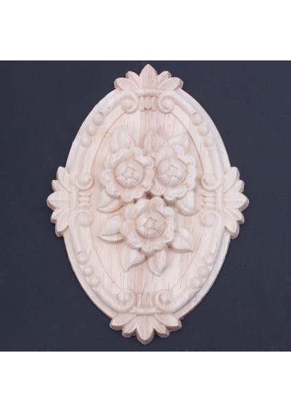 Retro Ahşap Süs Aplike Dolap Kapı Mobilya Dekorasyonu Için Oyma Süsleme (13X9 Cm) (Yurt Dışından)