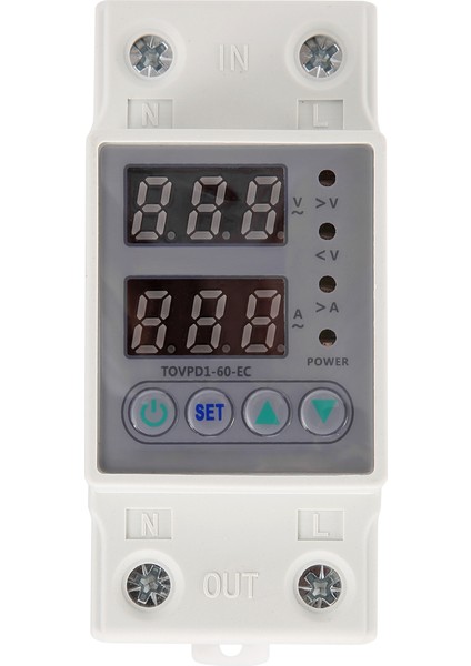 Din Ray Çift Ekran Ayarlanabilir Aşırı Gerilim Akım ve Düşük Gerilim Koruyucu Cihaz Koruyucu Röle 60A 220V 230V (Yurt Dışından)