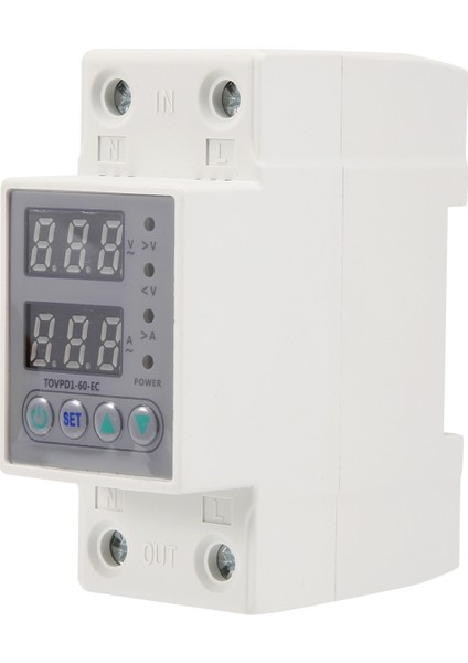 Din Ray Çift Ekran Ayarlanabilir Aşırı Gerilim Akım ve Düşük Gerilim Koruyucu Cihaz Koruyucu Röle 60A 220V 230V (Yurt Dışından)