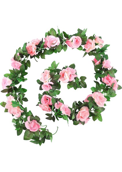 Yapay Gül Garland, 2 Paket 15 Ft Pembe Sahte Gül Asma Asılı Çiçekler Bitkiler Düğün Ev Için Sahte Çiçek Pembe (Yurt Dışından)